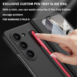 Suitable For Samsung ZFold6 Frosted Hinge Shaft Integrated Pen Slot Folding Shell