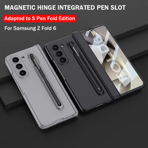 Suitable For Samsung ZFold6 Frosted Hinge Shaft Integrated Pen Slot Folding Shell