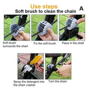 Bicycle Chain Washer Chain Brush Cleaning Maintenance Tool