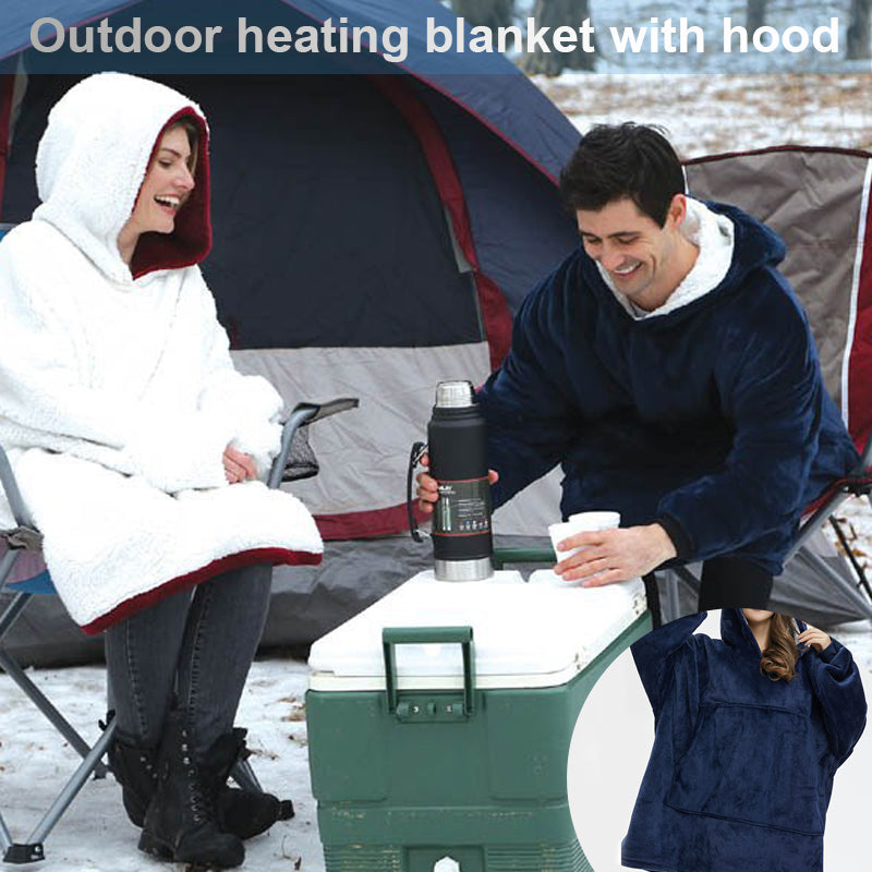 Outdoor Heating Blanket Hooded Lazy Blanket Double-layer Lazy Pajamas