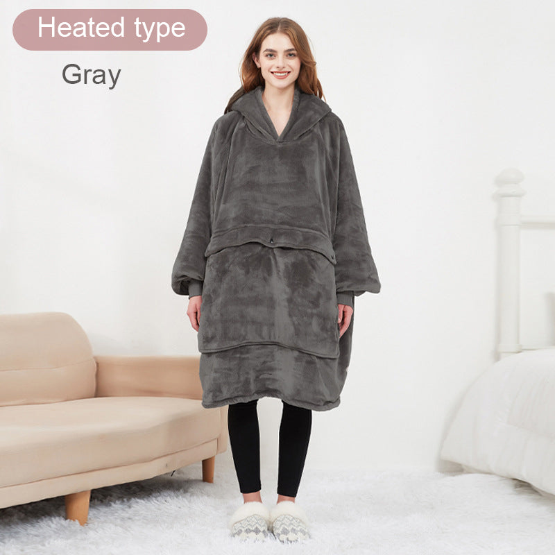 Outdoor Heating Blanket Hooded Lazy Blanket Double-layer Lazy Pajamas