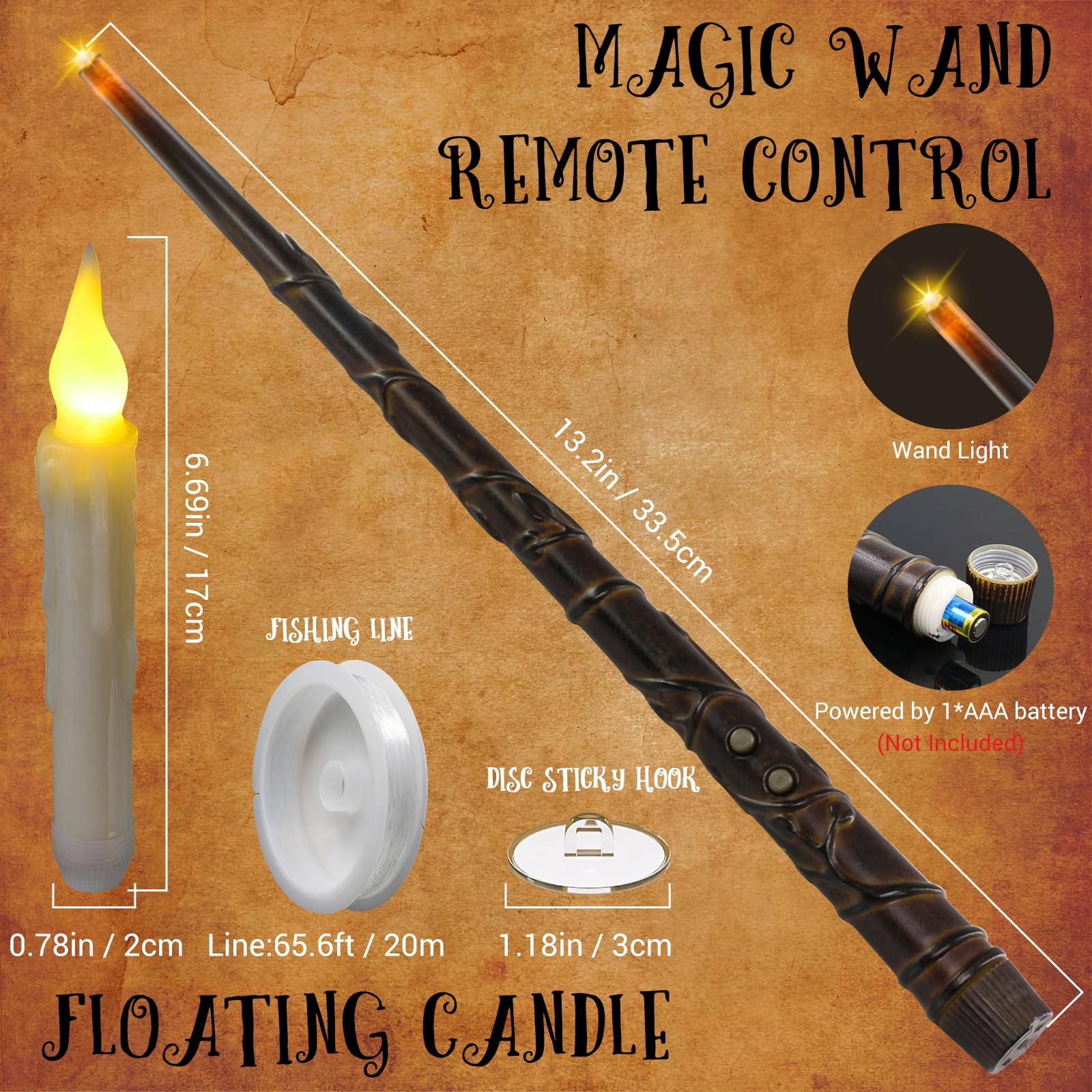 Halloween Party Decoration Magic Wand Remote Control Strip with Fishing Line Hook Rod Wax