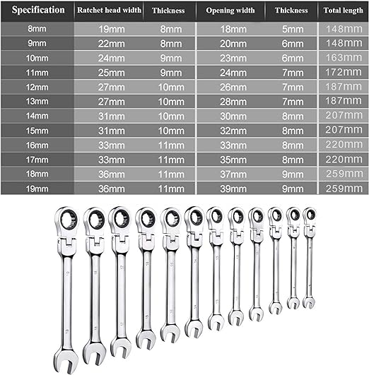 Open Flex-Head Ratcheting Wrench