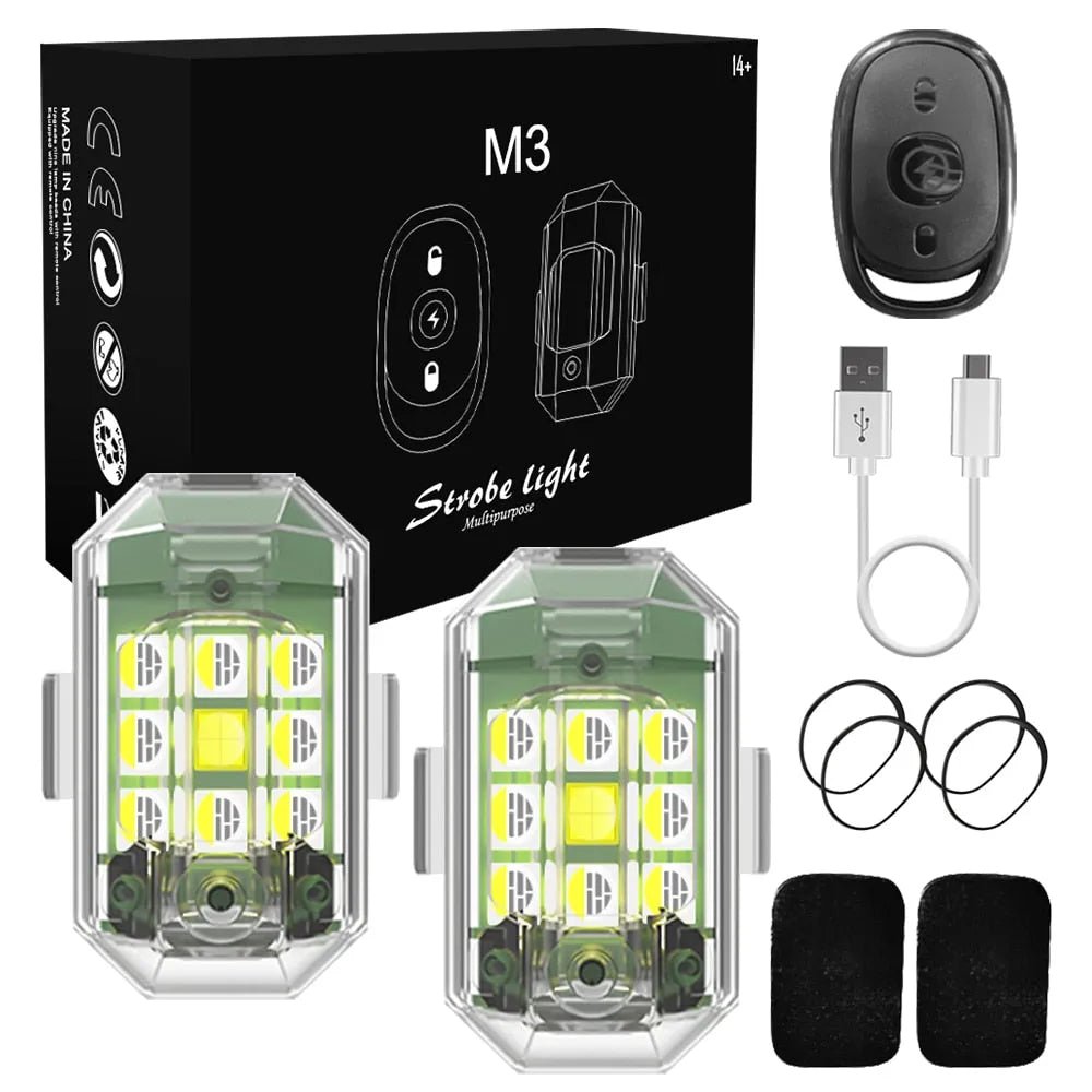 High Brightness Wireless LED Strobe Light + Remote (7 Light Colors + 30 Light Modes)