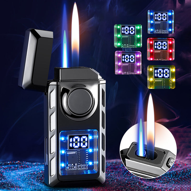 🔥Hot Sale🔥Multi-Functional Dual Flame Lighter with Colored Lights